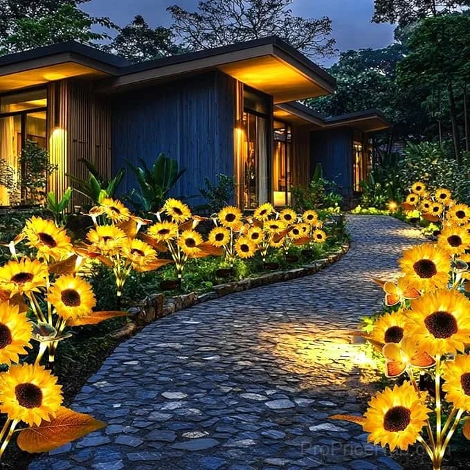 Solar LED Sunflower Garden Lights, 29.6 Inch, Warm Glow Outdoor Decor - View 14