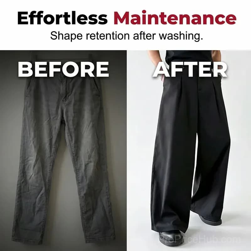 Men's Classic Fit Wide-Leg Formal Suit Trousers, Size S - View 6