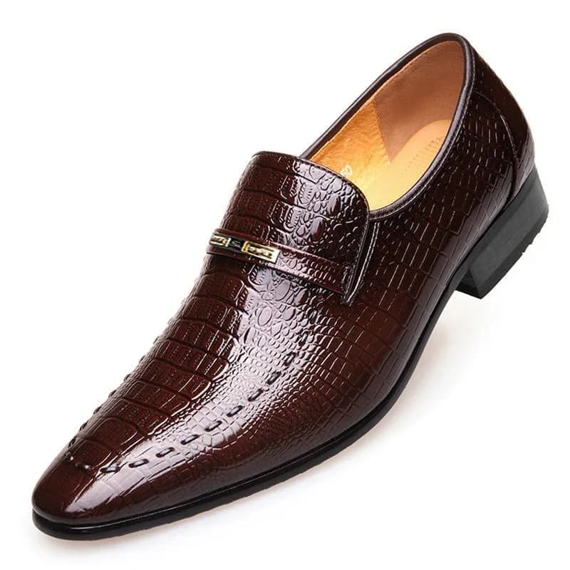 Men's Imitation Crocodile Embossed Leather Dress Shoes - View 4