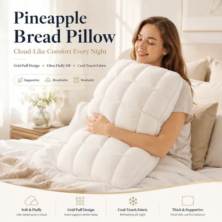 Cloud Puff Grid Pillow – Cooling, No-Flat for Side & Back Sleepers - View 2
