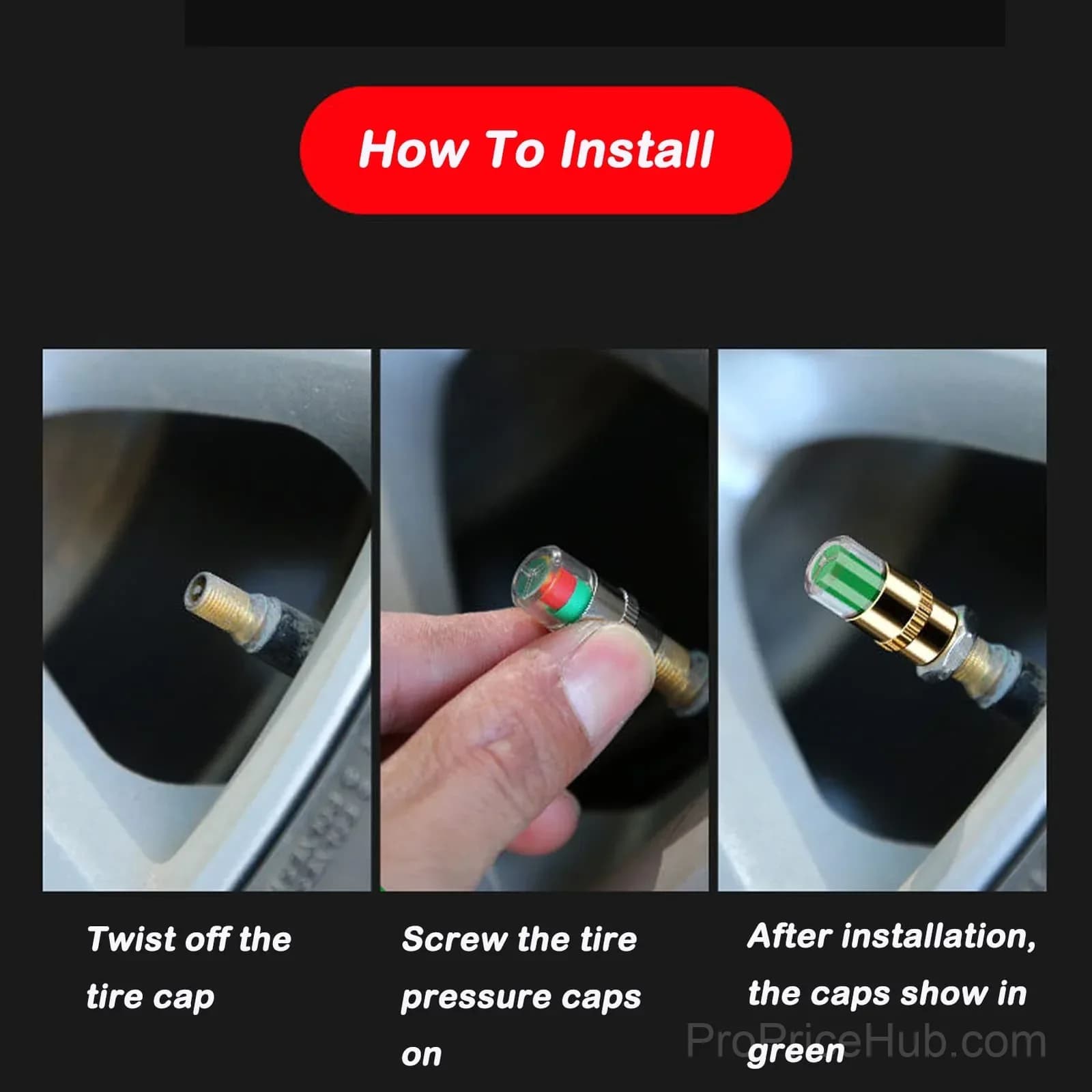 4-Piece Car Tire Pressure Monitor Valve Stem Caps Set - View 4