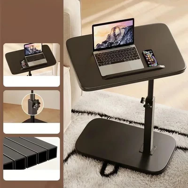 C-Shaped Adjustable Flip Side Table, Black-Brown, No Light - View 13