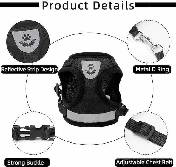 Adjustable Breathable Luminous Cat Harness, Blue XS (Under 3.3 lb) - View 11