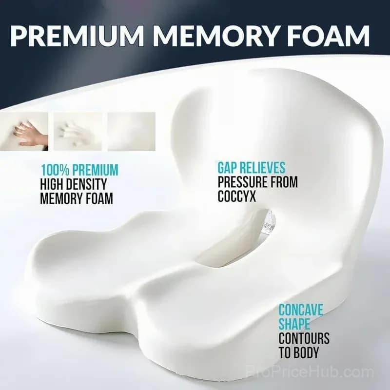 Ergonomic Non-Slip Memory Foam Car Seat Cushion, Black/Gray - View 4