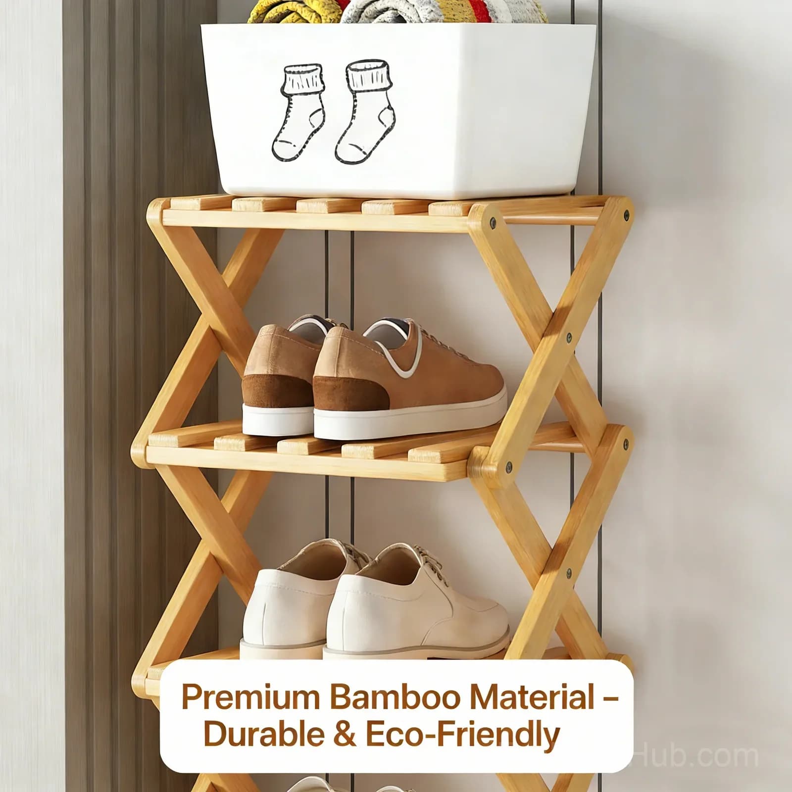 3-Tier Bamboo Storage Rack, Natural, No-Assembly - View 6
