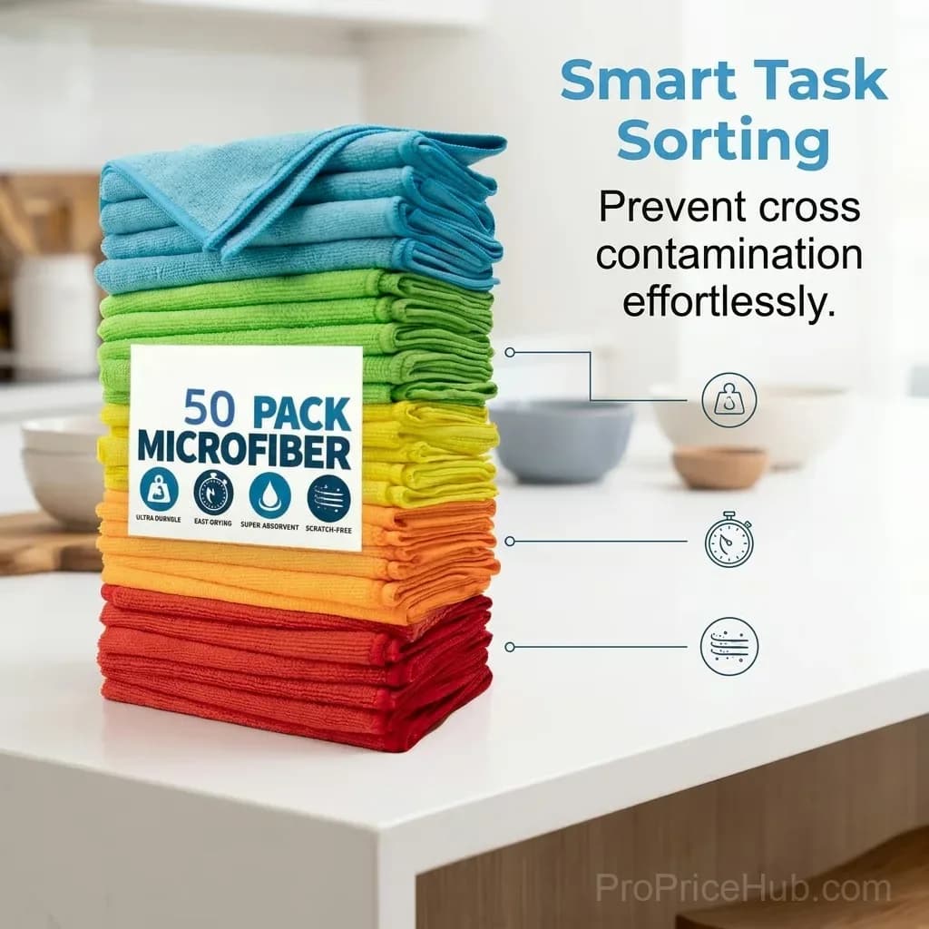 Bulk Pack Microfiber Cleaning Towels, 50 Count - View 3
