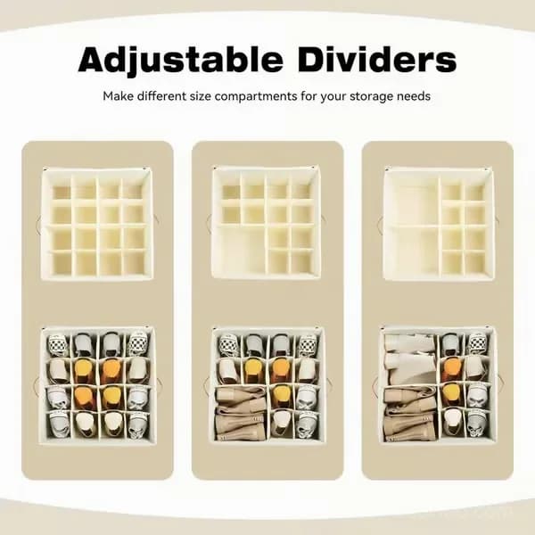 Oxford Fabric Foldable Shoe Organizer Storage Box, Beige, 1 Pack - View 10