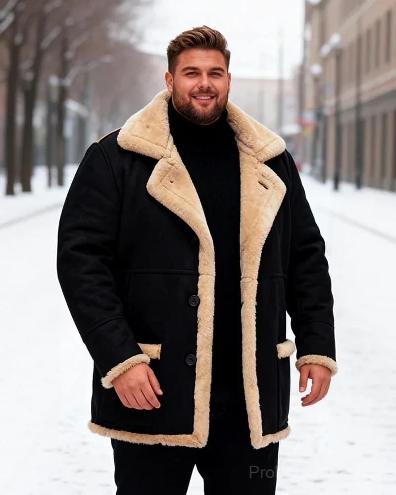 Big & Tall Men's Thickened Plush Lapel Jacket - S-5XL - View 7