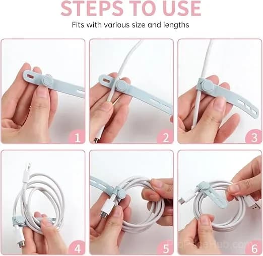 Reusable Silicone Cable Ties for Headphone and Charger Cables - View 5