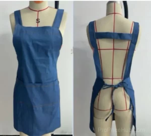 Adult Jour Lightweight Cotton Apron with Pocket & Waist Strap - View 5