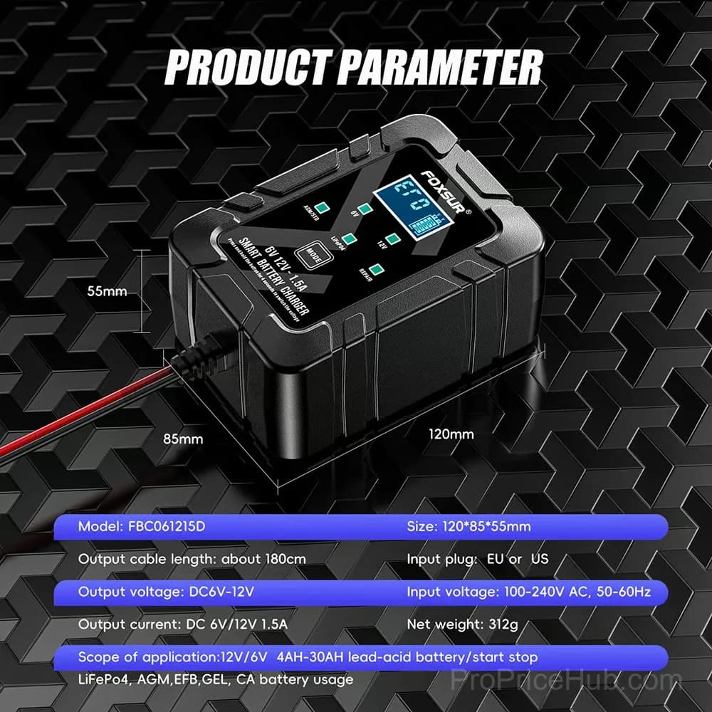 6V/12V Auto-Recognition Vehicle Battery Charger Set - View 4