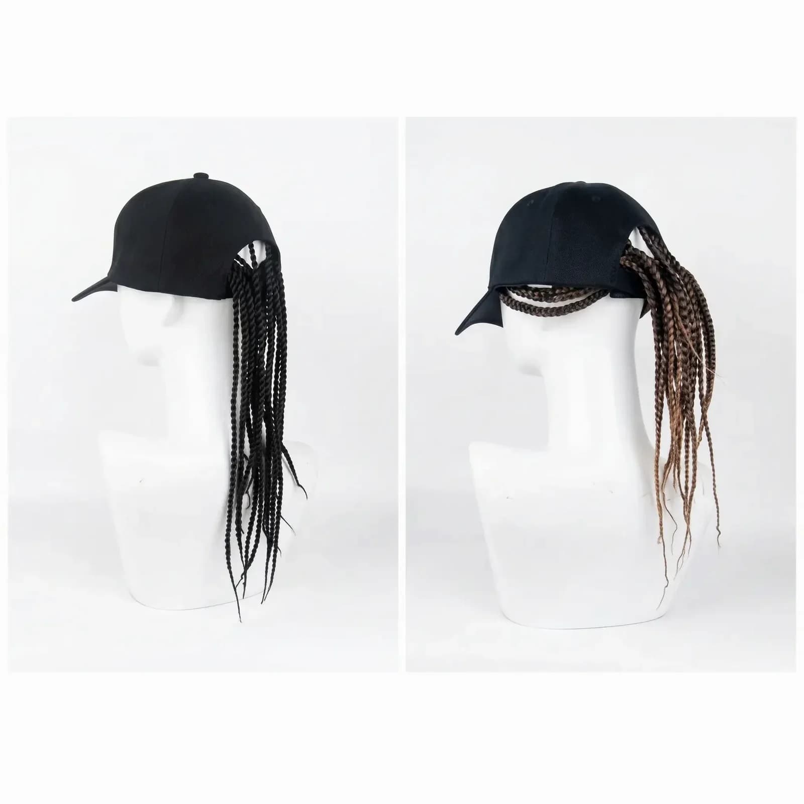 Braided Wig Baseball Cap – Snapback Hat with Attached Dreadlock Braids - View 11