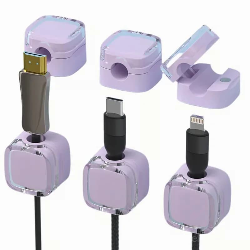 Transparent Magnetic Cable Organizer Clips, Mixed Colors, 6-Pack - View 3