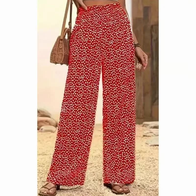 Women's Smocked High Waist Wide Leg Pants - Black, S - View 12