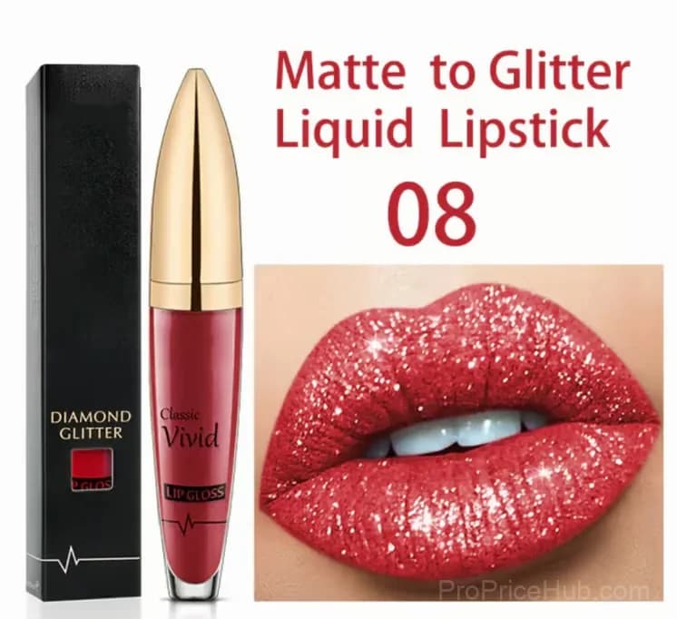 Diamond Lip Gloss Matte to Glitter Liquid Lipstick Waterproof 01 - View 11