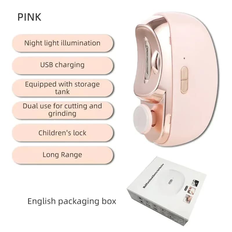 3-in-1 Automatic Electric Nail Clipper with Polisher, White - View 4