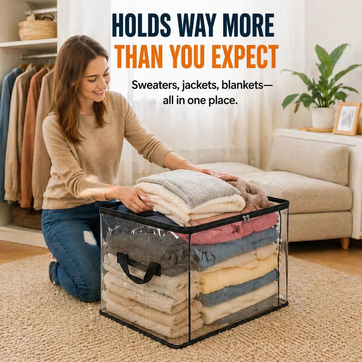 Large Heavy-Duty Thick Plastic Clear Storage Bags - View 2