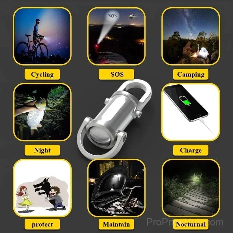 Rechargeable Mini Keychain Flashlight, 800 Lumens, 6 Modes - View 9