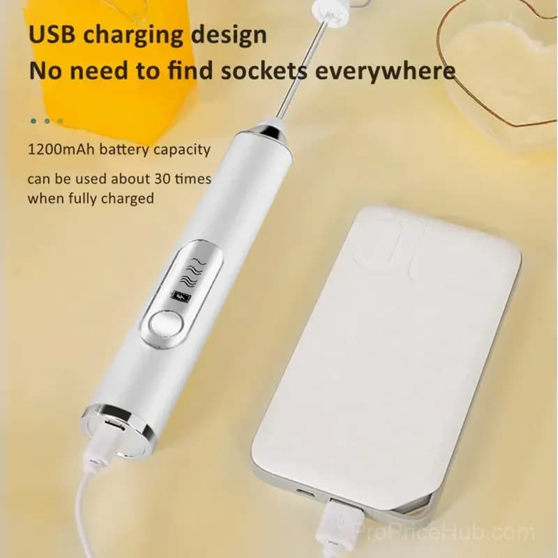 Rechargeable 3-Speed Handheld Milk Frother Wand for Drinks - View 9