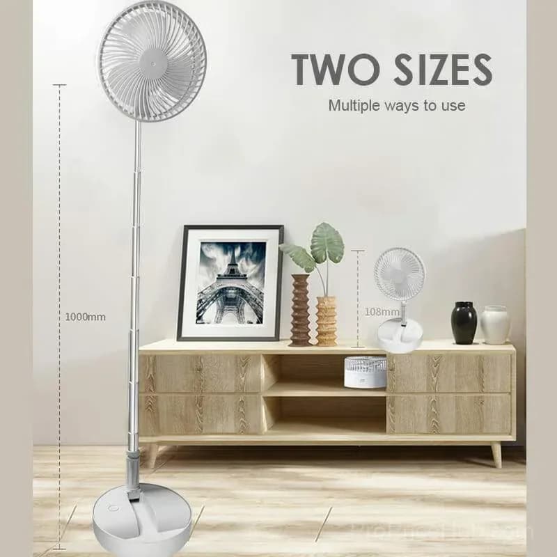 White Telescopic Folding USB Rechargeable Desk Fan - View 7