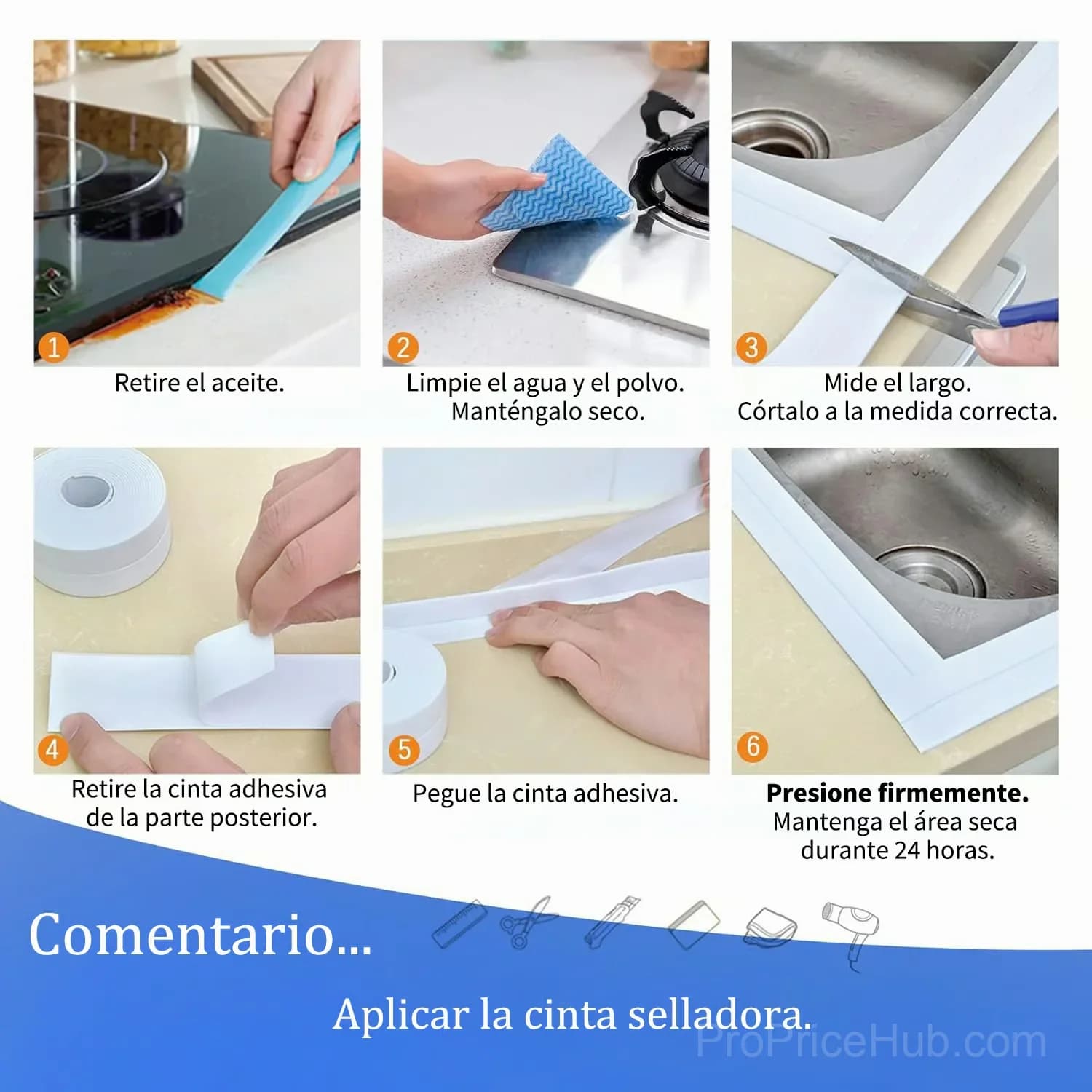 Self-Adhesive Waterproof Sealing Tape, White, 3.2m x 2.2cm - View 6