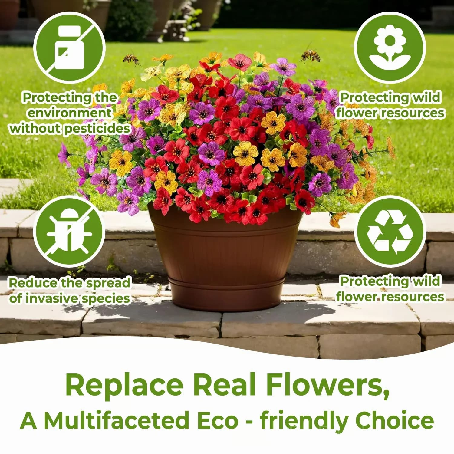 High-Quality Artificial Flowers, 6 Pieces for One Pot, All Colors - View 14