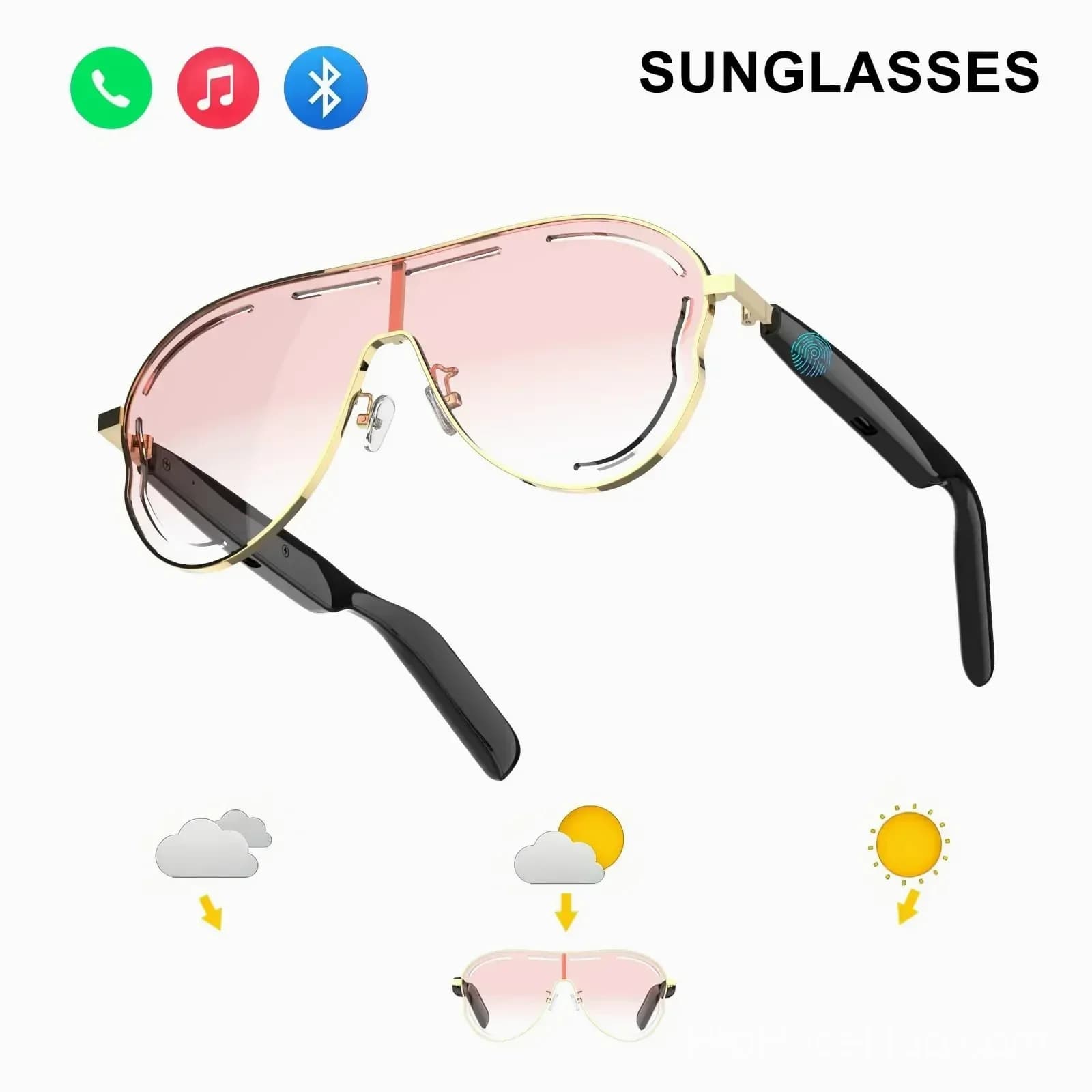Smart Bluetooth 5.4 Audio Sunglasses – Open-Ear, UV & Blue Light Protection - View 12