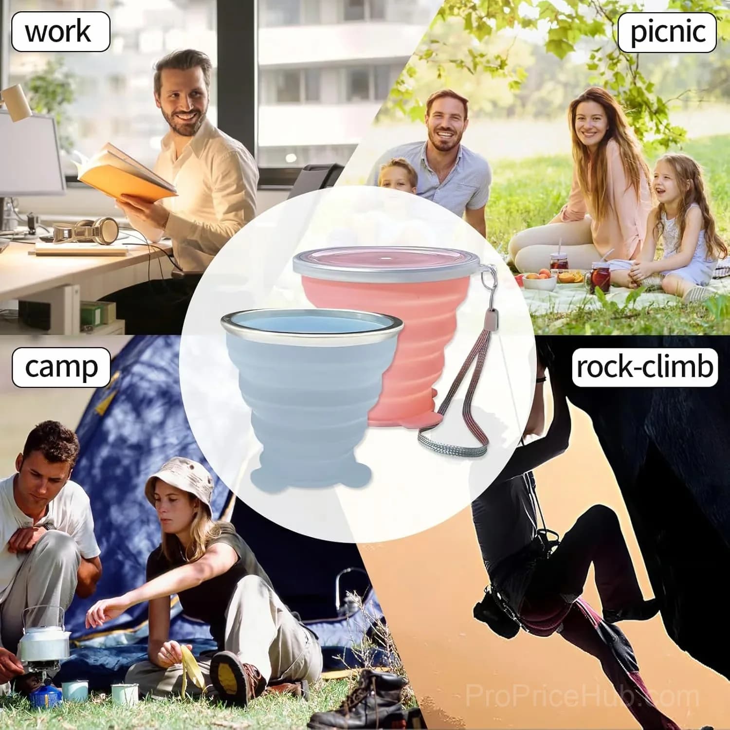 270ML Foldable Silicone Travel Cup, Anti-Scald Camping Mug, Pink - View 11
