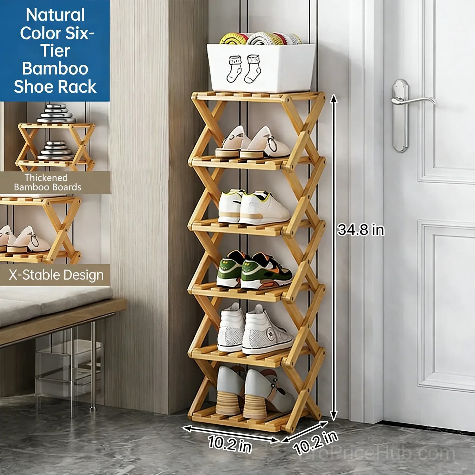 3-Tier Bamboo Storage Rack, Natural, No-Assembly - View 13