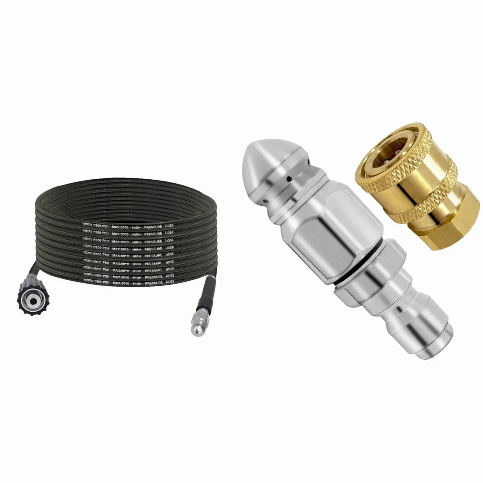 5m Triple-Layer PVC & Stainless Steel Jetter Hose, 1F/3R - View 10