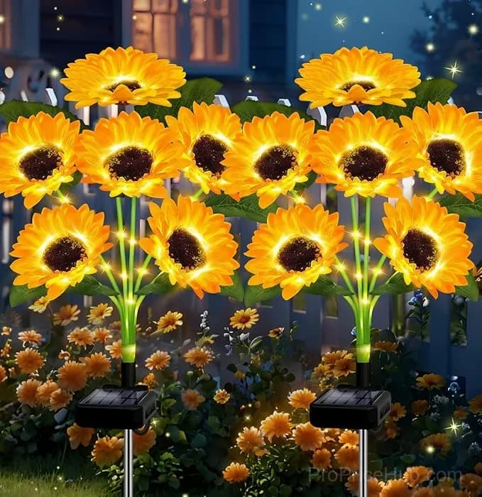 Solar LED Sunflower Garden Lights, 29.6 Inch, Warm Glow Outdoor Decor - View 16
