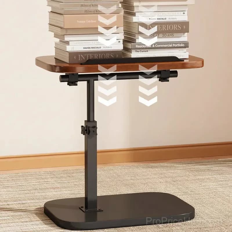 C-Shaped Adjustable Flip Side Table, Black-Brown, No Light - View 5
