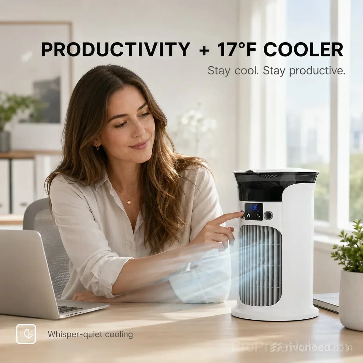 3-in-1 Desktop Air Cooler Fan for Personal Cooling, White - View 6