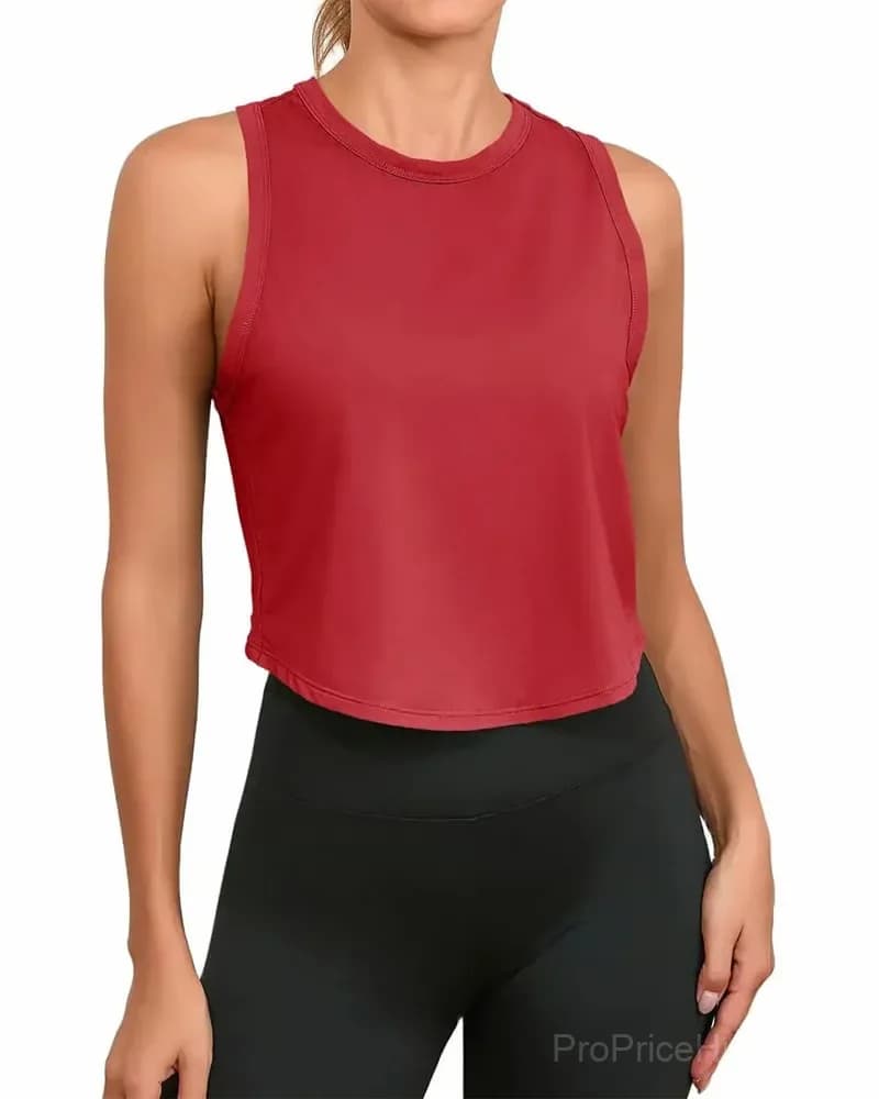Sporty Cropped Tank Top, Green, US 4 (S) - View 5