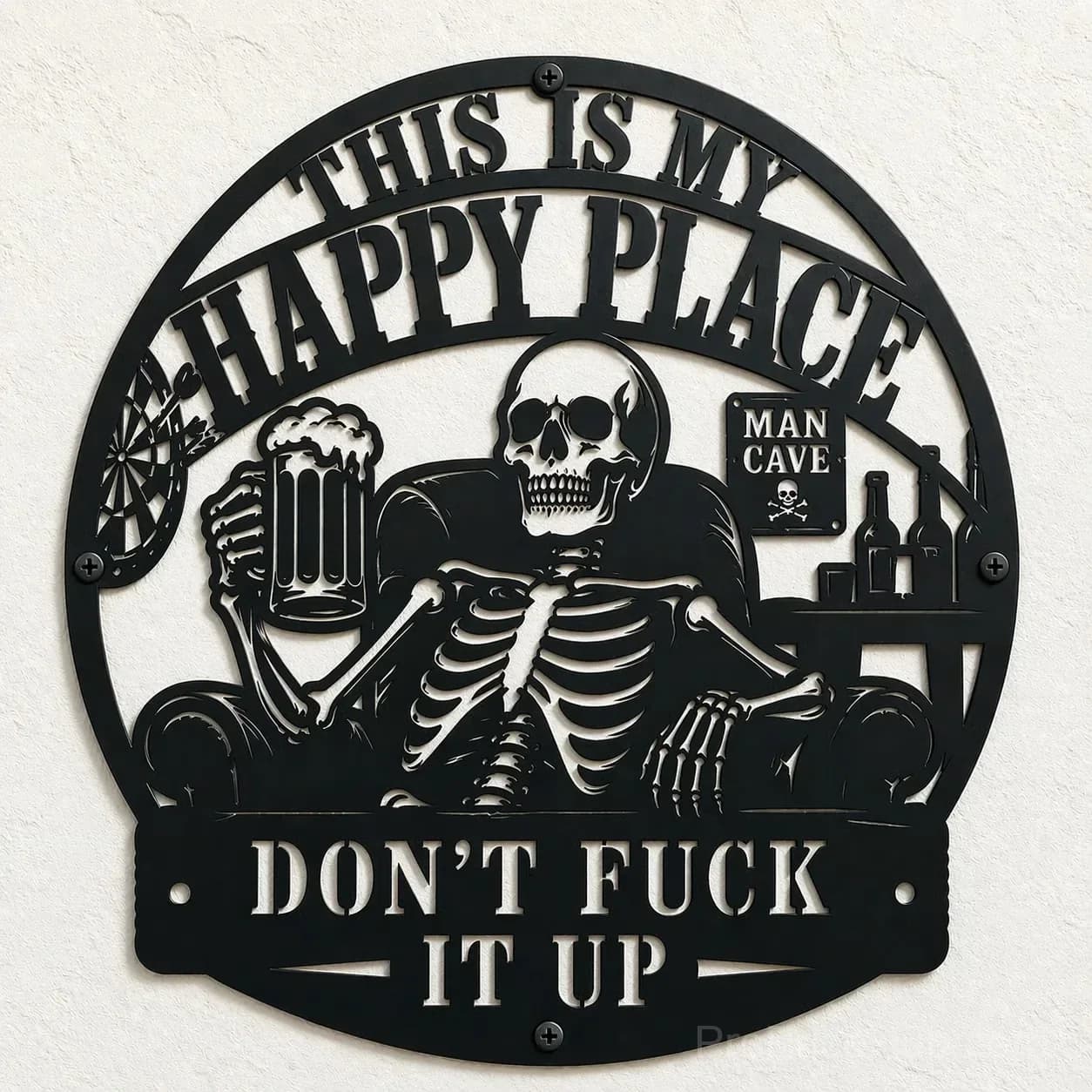 "This Is My Happy Place" Funny Man Cave Decor, 8 in - View 4