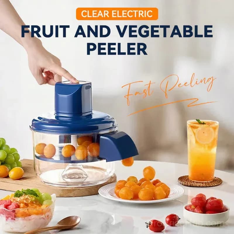 Transparent Electric Fruit & Vegetable Peeler, Blue - View 2