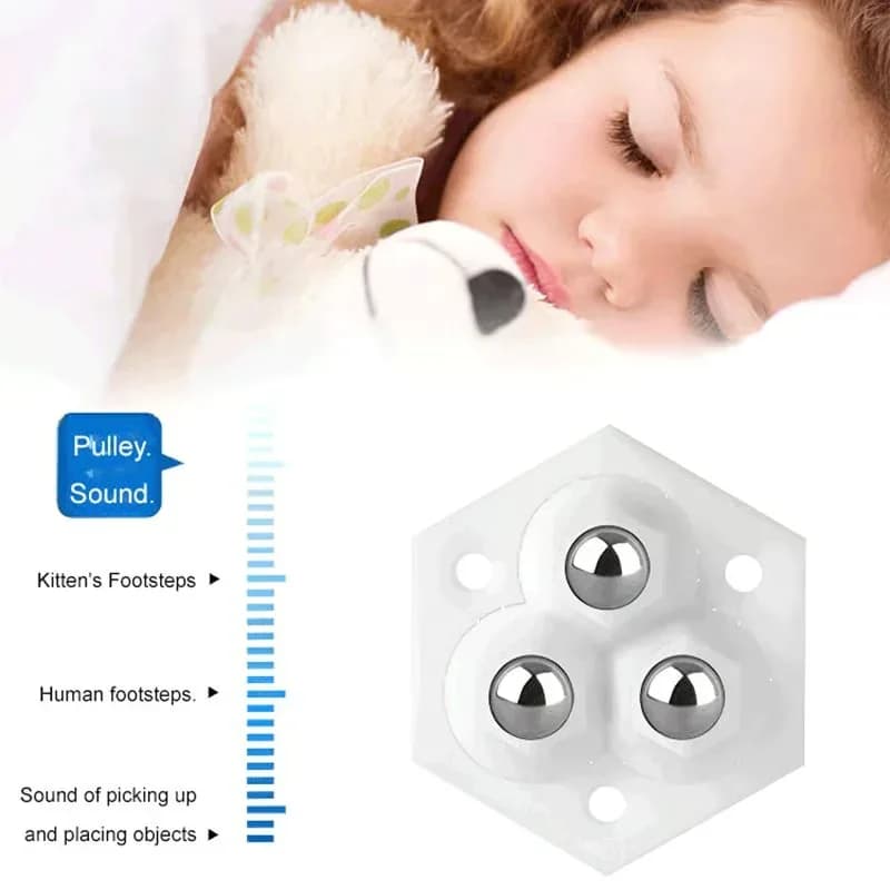 360° Rotating Three-Ball Caster Wheels, White, 4-Pack - View 9