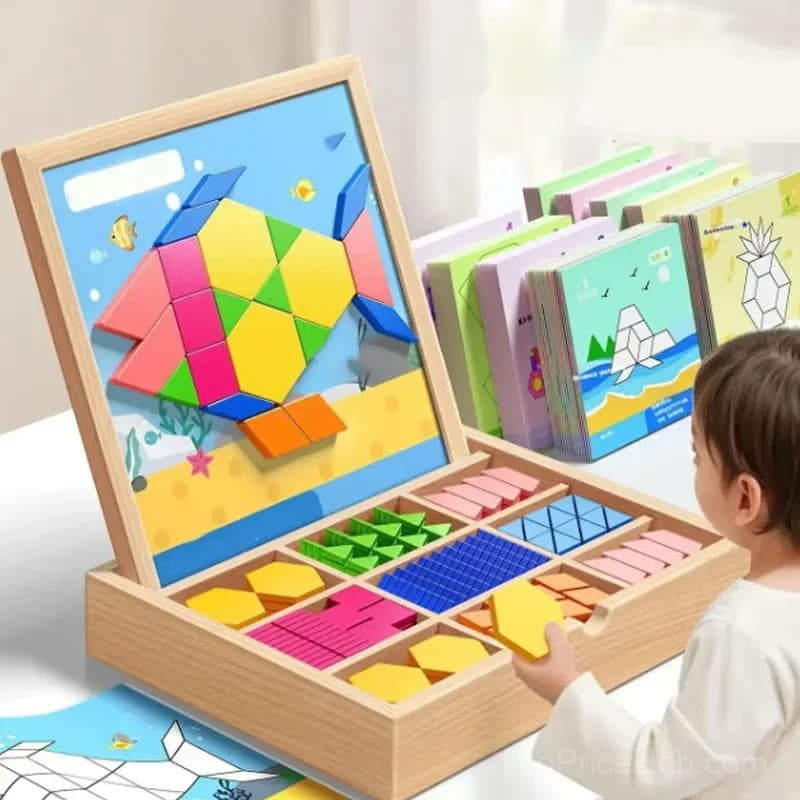 Wooden Magnetic Pattern Block Puzzle Set, 180 Pieces - View 7