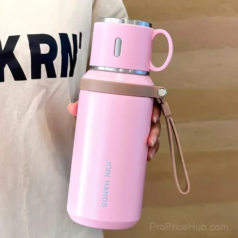 600ml 316 Stainless Steel Vacuum Insulated Bottle with Dual Lids, White - View 11