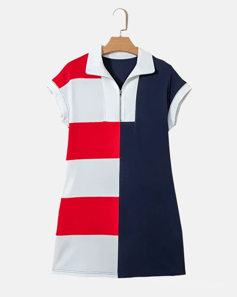 Women's Striped Shift Mini Dress - View 14