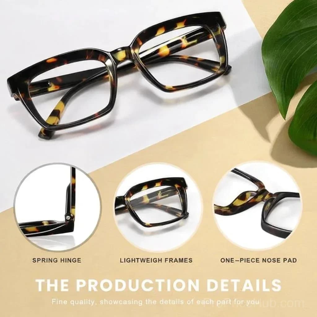 Tortoiseshell Oversized Square Reading Glasses – Blue Light Blocking - View 3