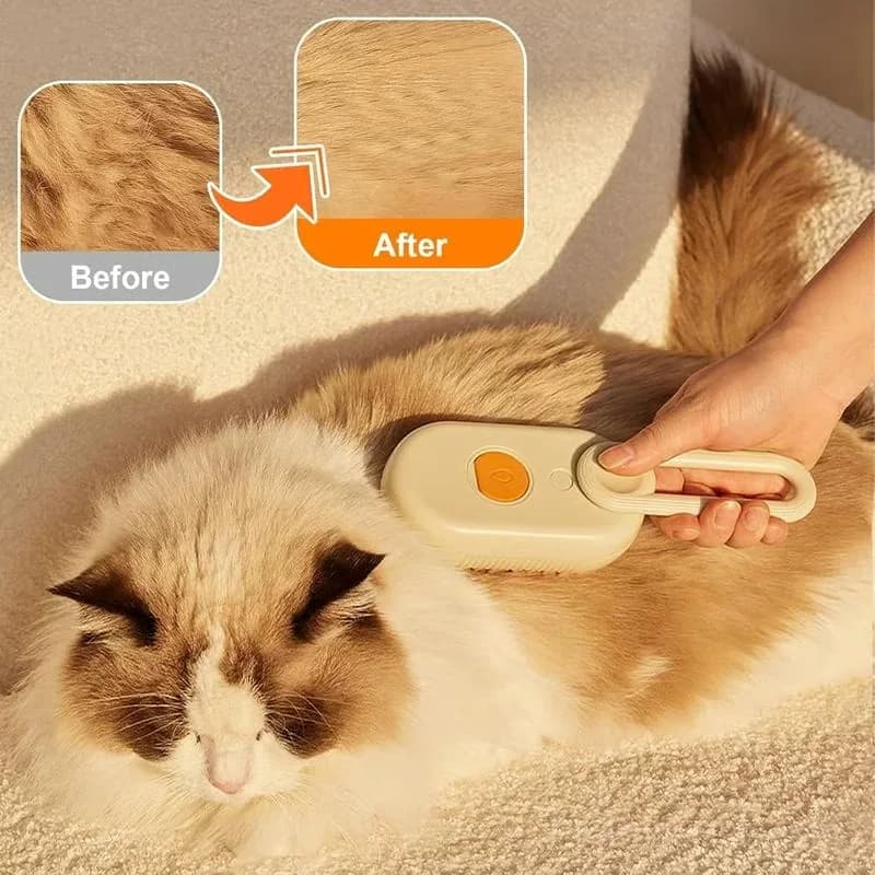 Pet Steam Grooming Brush, Khaki - View 4