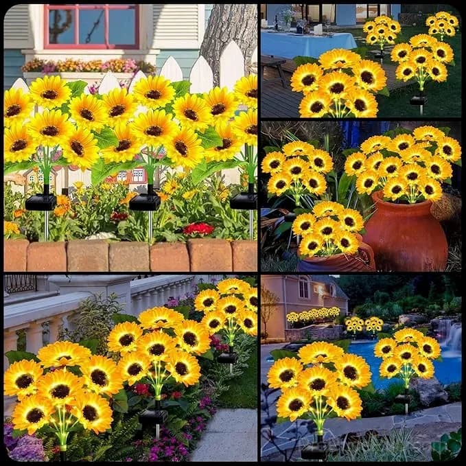 Solar LED Sunflower Garden Lights, 29.6 Inch, Warm Glow Outdoor Decor - View 18