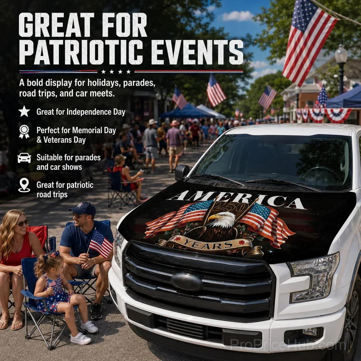 Patriotic American Flag Car Hood Cover - View 7