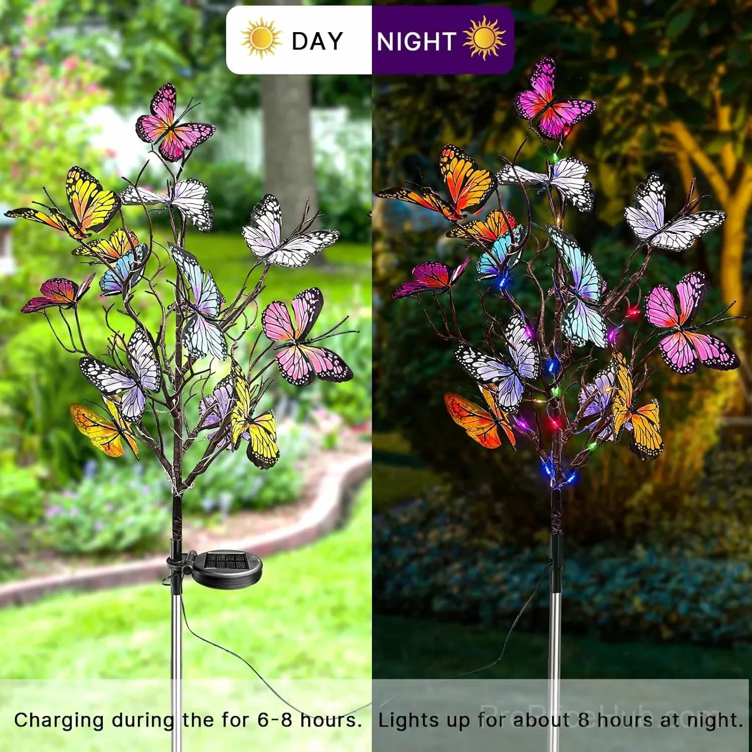 Solar-Powered Outdoor Butterfly Garden Light with Color Changing LEDs - View 5