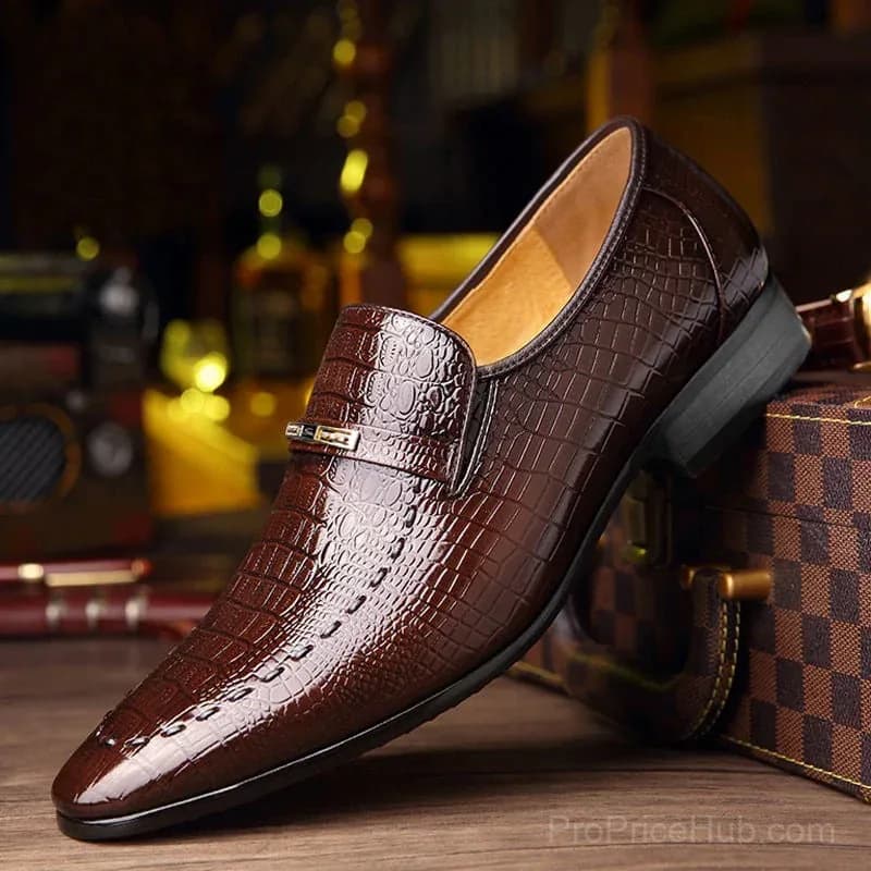 Men's Imitation Crocodile Embossed Leather Dress Shoes - View 3