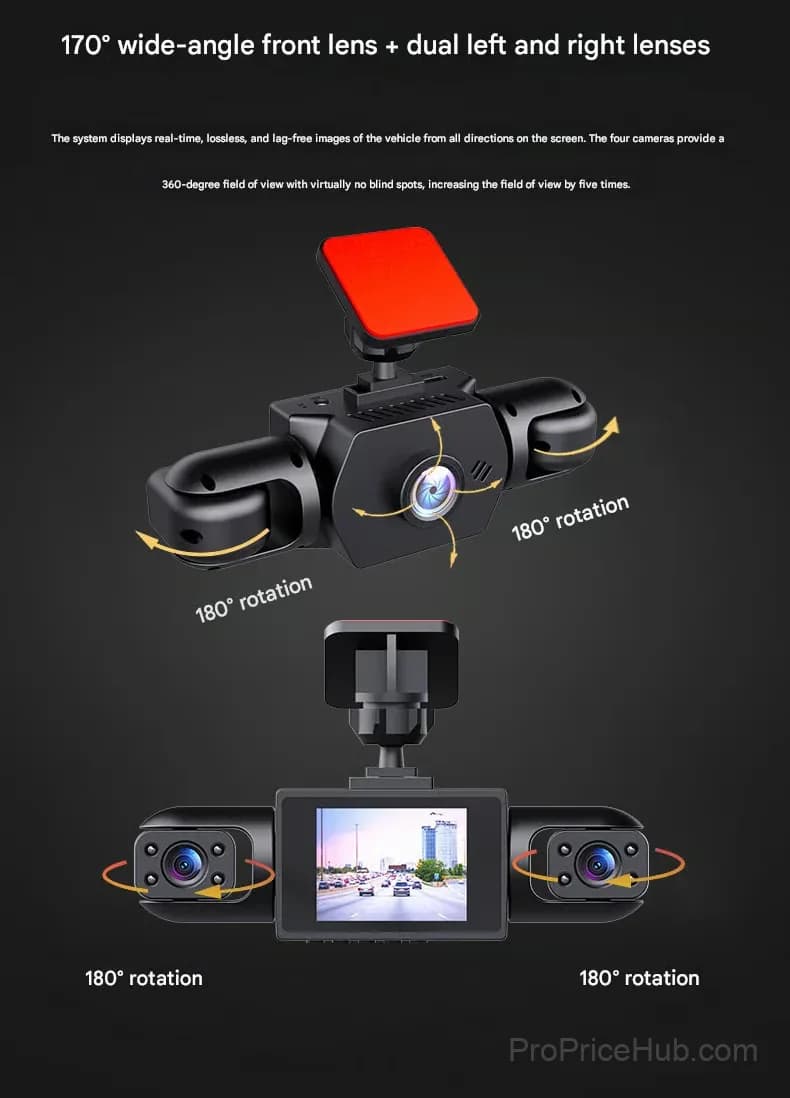 Full View 4-Side Wired Car Dashcam System, No Memory Card - View 6