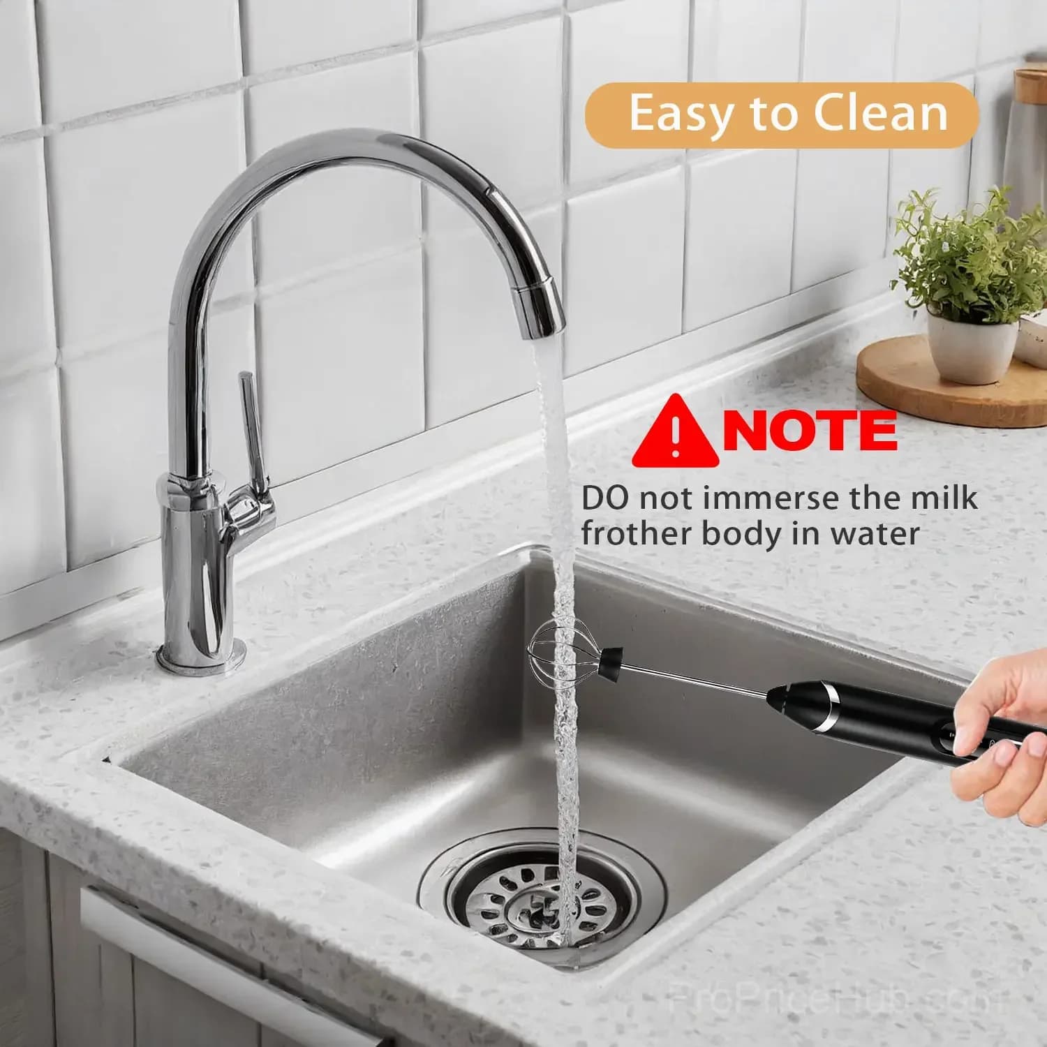 Rechargeable 3-Speed Handheld Milk Frother Wand for Drinks - View 7
