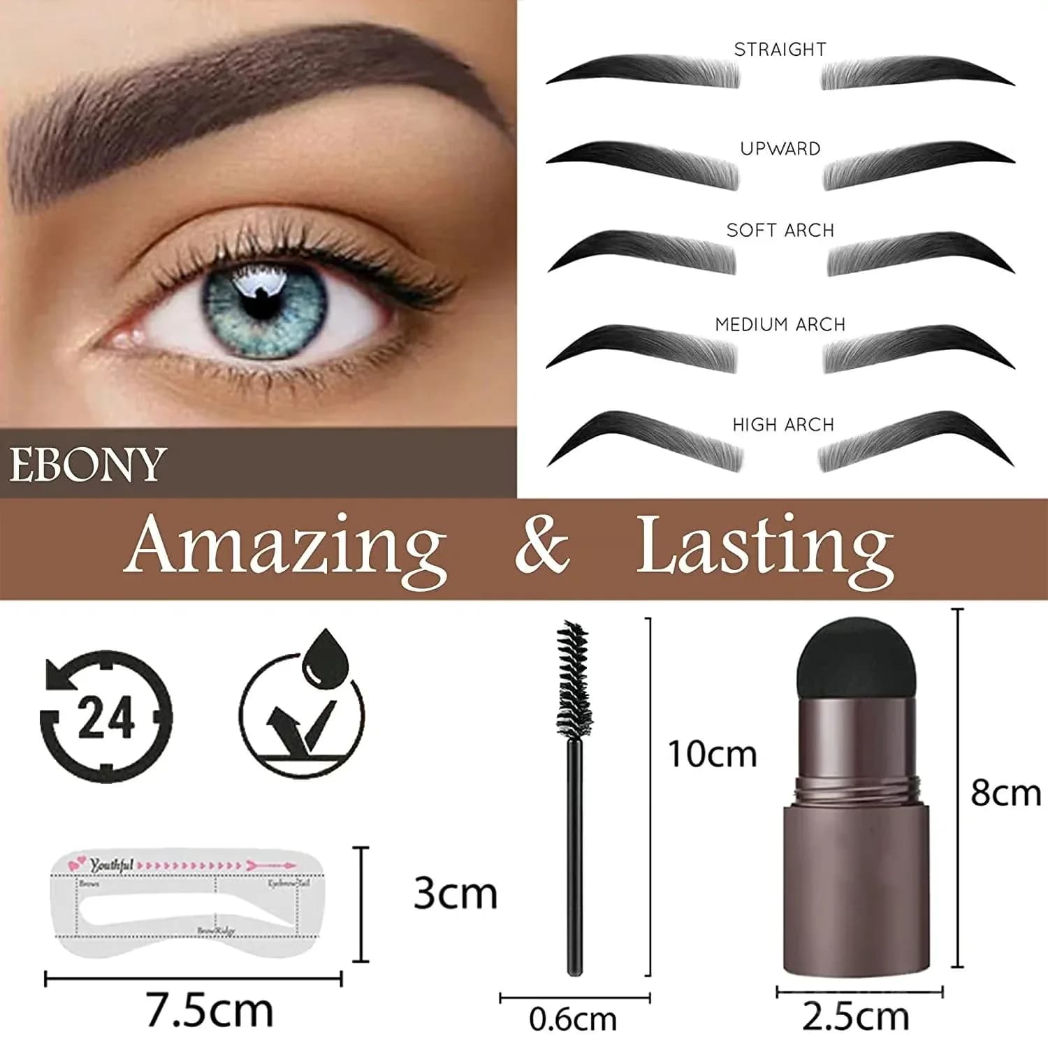 Brow Stamp Set with 10 Templates and 2 Brow Brushes - Dark Brown - View 11