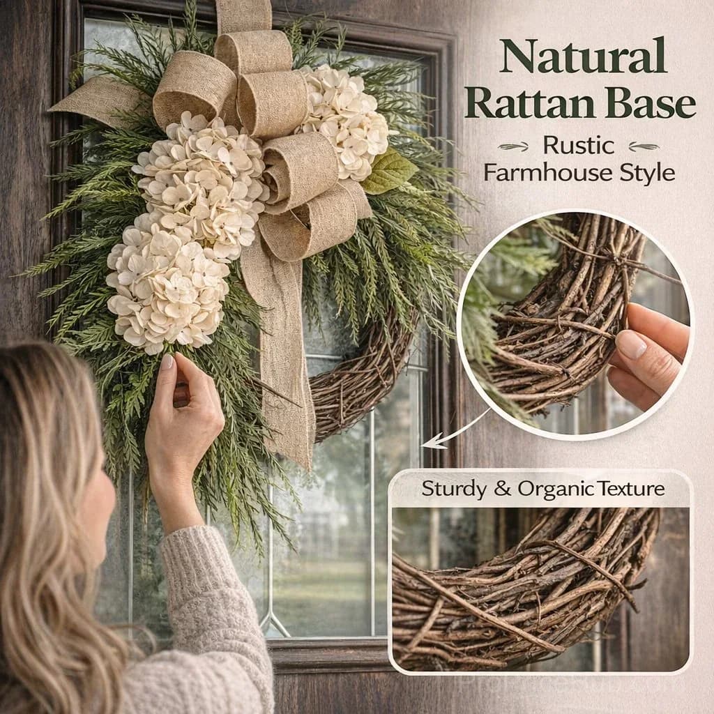 Handcrafted Hydrangea Wreath – All-Season Front Door Decor - View 4